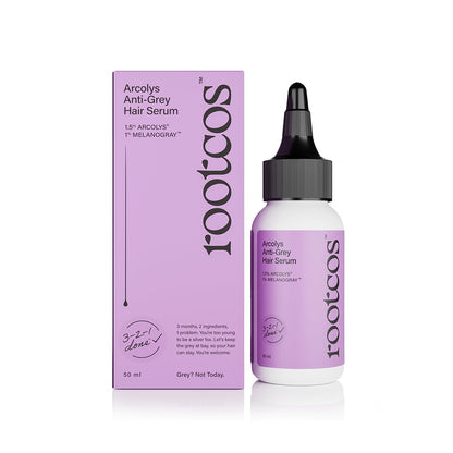Footcos Arcolys Anti-Grey Hair Serum packaging and bottle on a white background