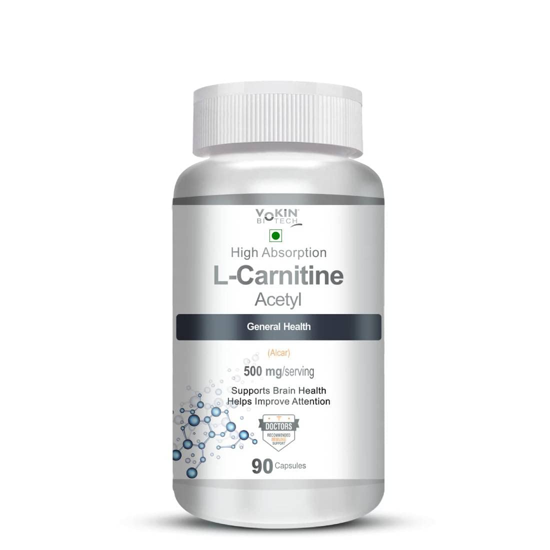 Bottle of YOKIN L-Carnitine Acetyl on a white background