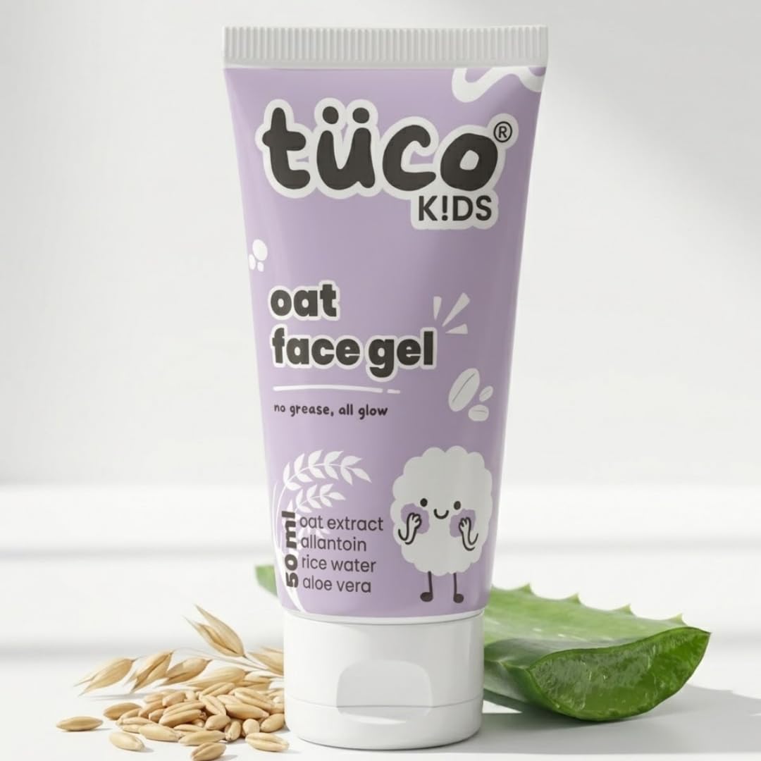 Tuco® Kids Oat Face Gel for Kids, 3-12 Years Age | Lightweight Daily Face Moisturiser, Oat Extract, Rice Water, Aloe Vera & Allantoin, Clinically Tested, Paraben & SLS Free