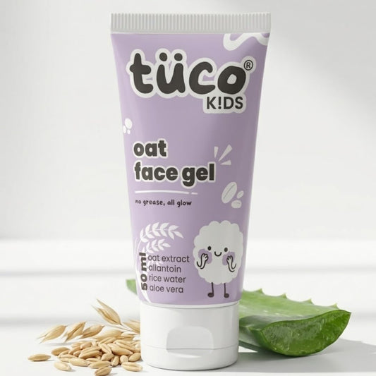 Tuco® Kids Oat Face Gel for Kids, 3-12 Years Age | Lightweight Daily Face Moisturiser, Oat Extract, Rice Water, Aloe Vera & Allantoin, Clinically Tested, Paraben & SLS Free
