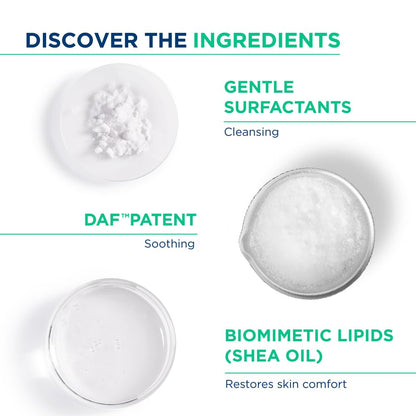 Ingredients of a skincare product with text labels on a white background