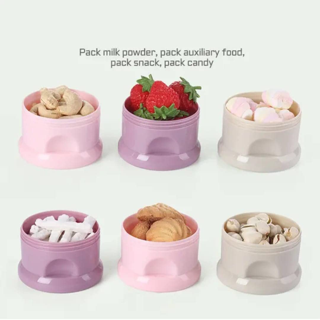 Mini Baby The Baby Store Plastic Best 4 Layer Milk Cute Bear Portable Baby Food Milk Powder Storage Bottle Milk and Food Container, Multicolour (4 layer), Multicolor