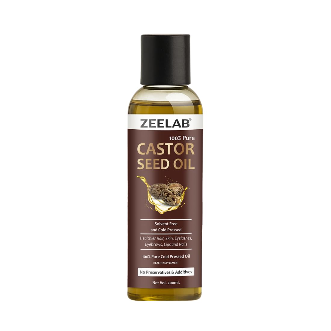 Zeelab Castor Seed Oil bottle on a white background
