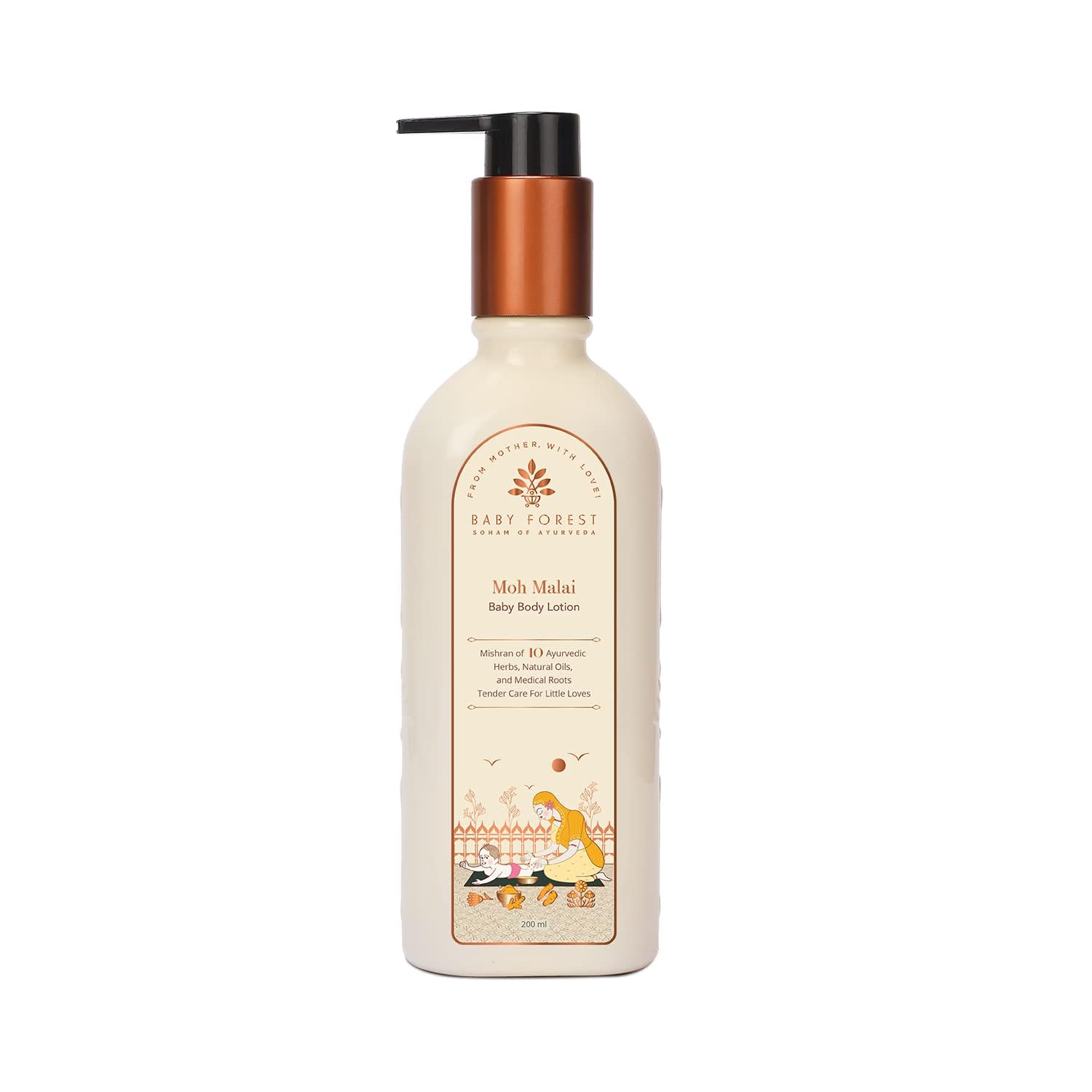 Body lotion bottle with pump on a white background