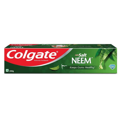 Colgate Gentle Ultrafoam Ultra Soft Bristles Manual Toothbrush For Adults, 2 Pcs, Multicolor & Active Salt Neem Toothpaste, Germ Fighting Toothpaste For Healthy, Tight Gums, Oral Care 200G