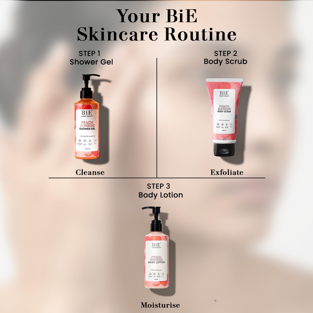 BiE - Peach Sunrise Body Lotion | 72 Hours Hydration | With Hyaluronic Acid & Niacinamide | Fast-Absorbing, Non-Greasy Formula | 200ml