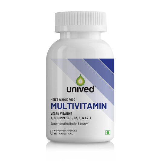 Zephivo Unived Wholefood Multivitamin for Men | Vegan Plant-Based Multivitamins A, B-Complex, C, D3, E, & K2-7 | 100% Natural, Wholefood Plant Based, & Vegan | 60 Capsules

