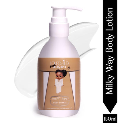 LoveChild Masaba Milky Way Body Lotion, Mini Masaba Mothercare, Intense Hydration with Shea Butters | Enriched with Squalane | Calms, Heals, & Rehydrates Dry Skin | 150ml