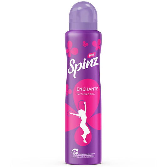 Spinz Enchante Perfumed Deo for Women, with International Fragrances for Long Lasting Freshness and 24 Hours Protection from Odour causing Bacteria, 150ml