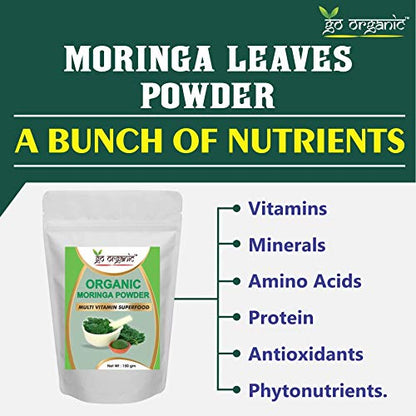 Go Organic Moringa Leaf Powder (150 Gm) - Herbal Supplement with Vitamins