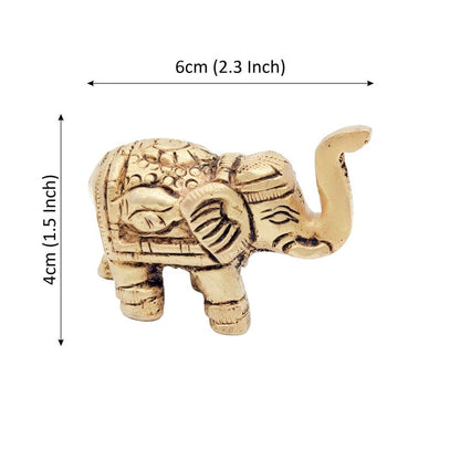 Brass Animal Elephant Sculpture Statue Handcrafted Decorative Showpiece Idol for Home, Office Dcor (Height : 4cm Length | Weight : 123gm Approxe)