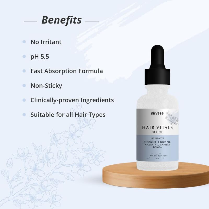 Nirvasa Hair Vitals Hair Growth Serum (50ml) | With 3% Redensyl, Procapil & Saw Palmetto | Natural DHT Blocker for Hair Fall Control & Growth | Fast Absorption, Non-Sticky & Non-Irritating