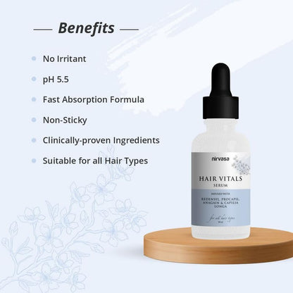 Nirvasa Hair Vitals Hair Growth Serum (50ml) | With 3% Redensyl, Procapil & Saw Palmetto | Natural DHT Blocker for Hair Fall Control & Growth | Fast Absorption, Non-Sticky & Non-Irritating
