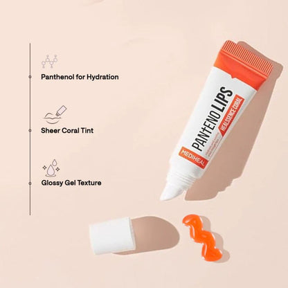 MEDIHEAL Pantenolips Healssence (10 ml, Coral) Hydrating Korean Treatment for lips with Panthenol & Shea Butter for Dry Chapped Lips, Moisturizing Nourishing lip Treatment, Glossy Lip Care