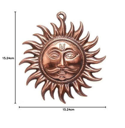 Siyaram Collections Home Vastu Sun Surya Face Copper God Sun Wall Hanging (6 inch, Bronze)