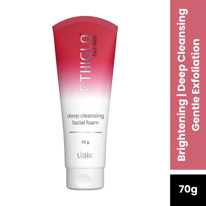 Ethiglo Deep Cleansing Facial Foam Face Wash for Healthy, Soft and Smooth Skin | Removes Dirt, Impurities and Excess Oil | Suitable for All Skin Types | Pack of 1 (70ml)
