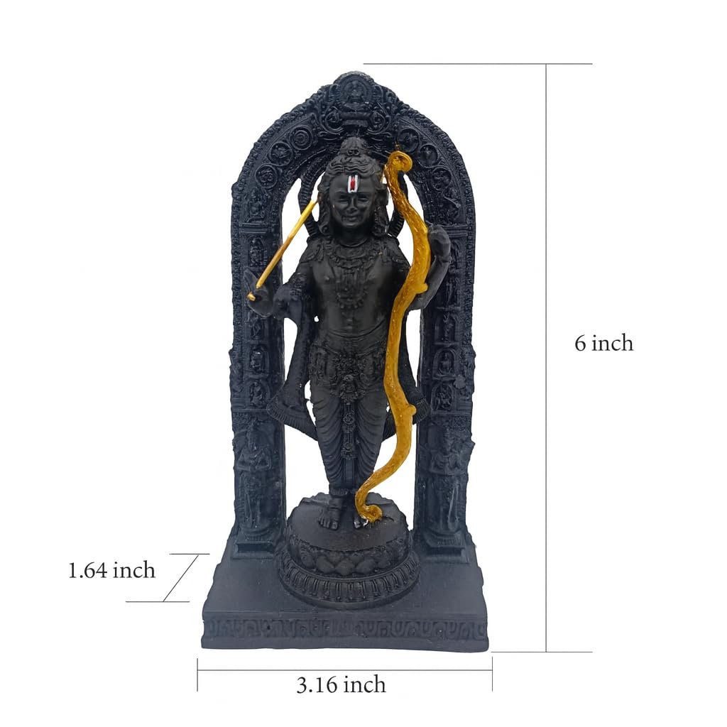 Divine 6-Inch Ram Lalla Idol - Handcrafted Poly Resin Statue for Home Decor and Worship | Ram Lalla 3D dol Statue Showpiece Murti