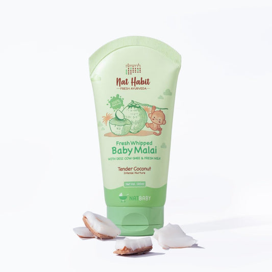 Nat Habit Tender Coconut Baby Malai for Intense Nurture, Moisturizer for Deep Nourishment & Skin Barrier Protection | 100% Natural, Chemical-Free Baby Cream | 120ml