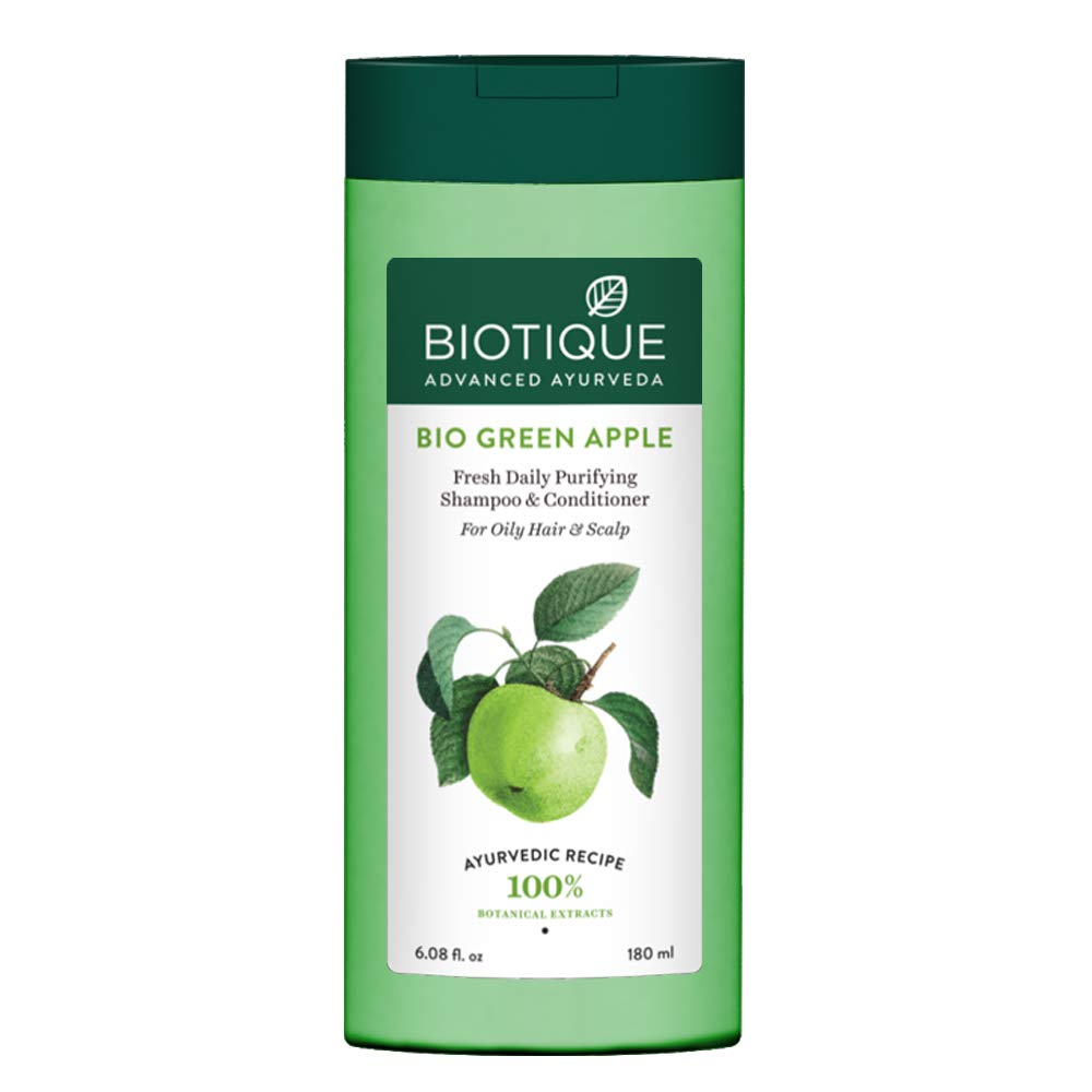 Biotique Bio Green Apple Fresh Daily Purifying Shampoo and Conditioner for Oily Scalp and Hair, 180m And Biotique Bio Green Apple Fresh Daily Purifying Shampoo And Conditioner, 190ml