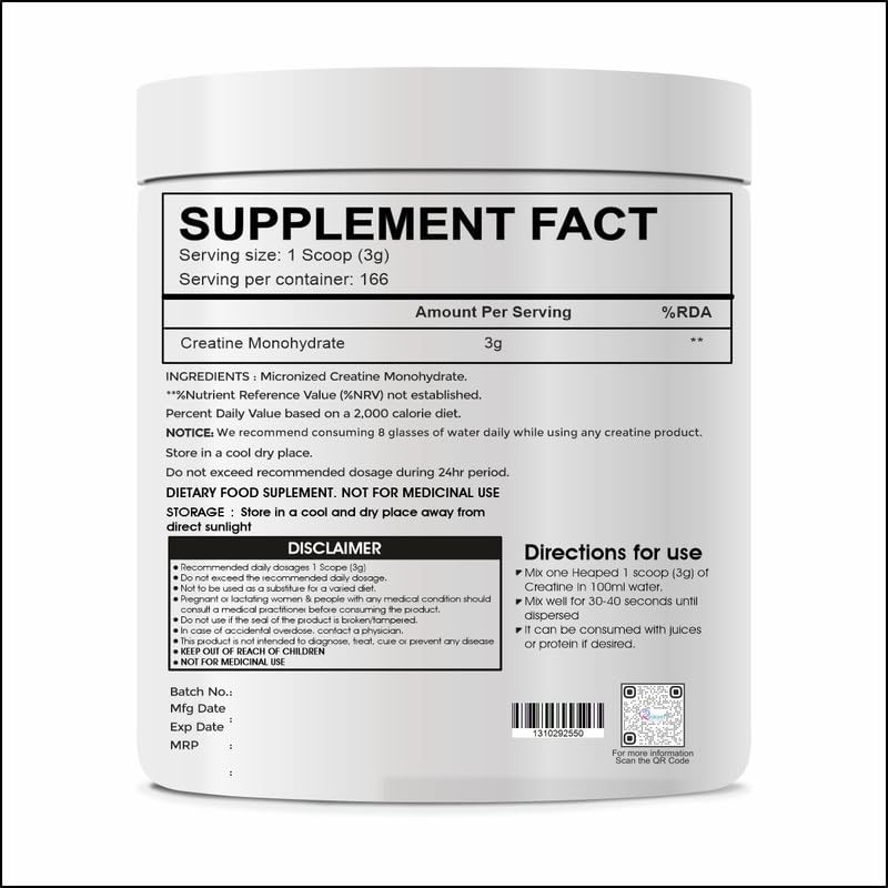 Supplement container with label detailing ingredients and usage instructions.
