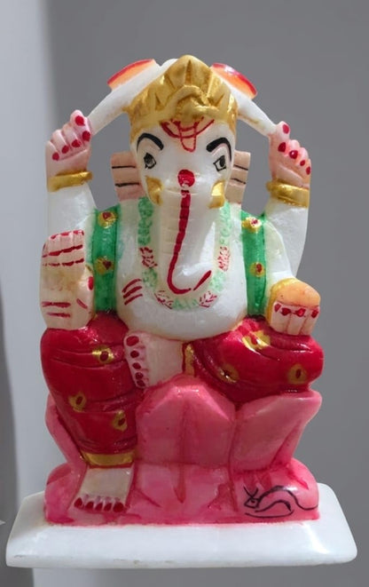 Handmade Marble Ganesha Statue, Stone sculpure, Stone Idol, Decor.