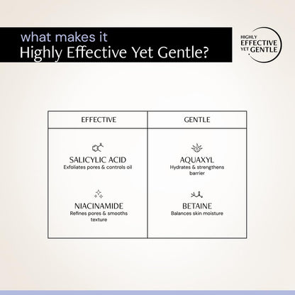 Product label detailing ingredients for effectiveness and gentleness on a beige background