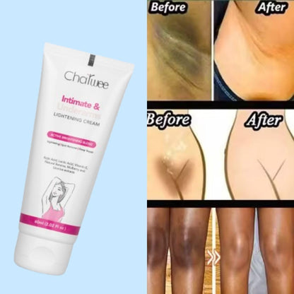 Charwee Intimate & Underarms Lightening Cream - 60ML | With Kojic Acid, Lactic Acid, and Vitamin E | Helps in Correcting Dark Spots & Uneven Skin | Lightened & Rejuvenated Underams