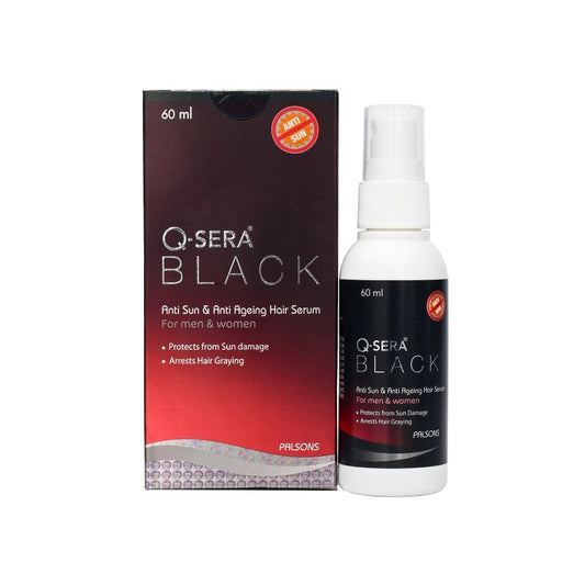 QSera Black Anti Sun And Anti-Ageing Hair Serum | For Men and Women | Repairing Damaged Hair | Protection From Sun Damage | Dermatologist Recommended | 60 ML