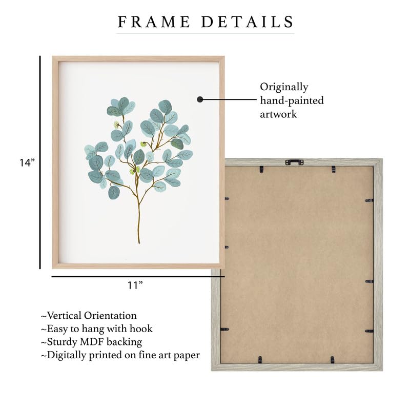 Eucalyptus Botanical Wall Painting| Modern Art Painting For Living Room Bed Room And Office | 11 X 14 Inches (Natural Frame)