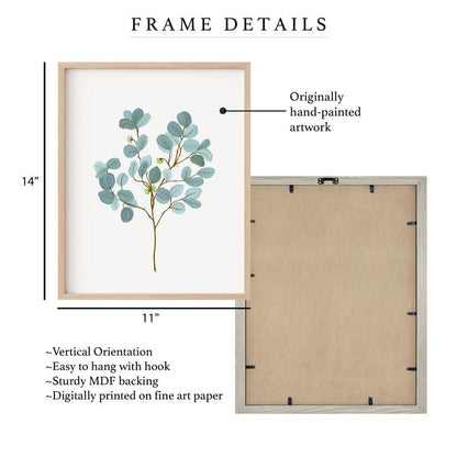 Eucalyptus Botanical Wall Painting| Modern Art Painting For Living Room Bed Room And Office | 11 X 14 Inches (Natural Frame)