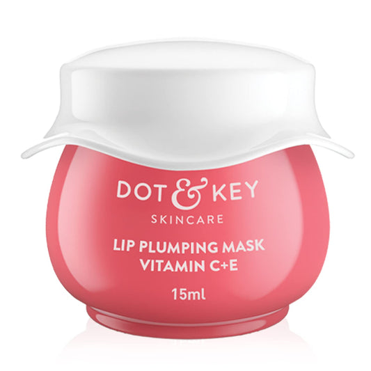 Zephivo DOT & KEY Dot&Key Lip Plumping Mask With Shea Butter&Vitamin C + E For Naturally Glowing Lips|Smoothes Flaky&Dry Lips|Lip Mask For Soft,Smooth&Plump Lips|(Lingonberry)|15Ml
