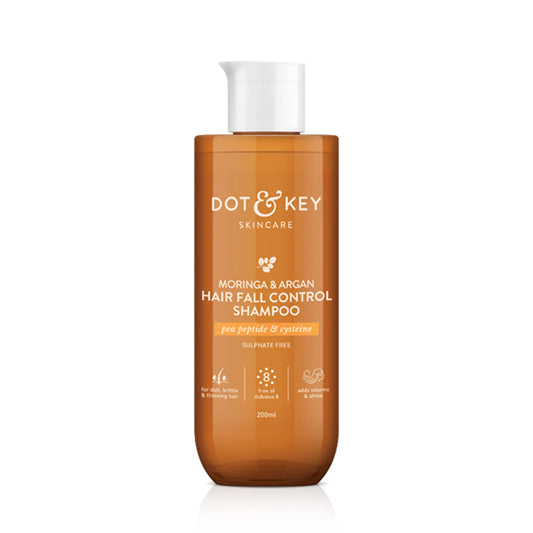 Zephivo Dot & Key Moringa & Argan Hair Fall Control Shampoo With Pea Peptide & Cysteine | Sulphate Free, Paraben Free | For Dull & Thinning Hair | 200ml
