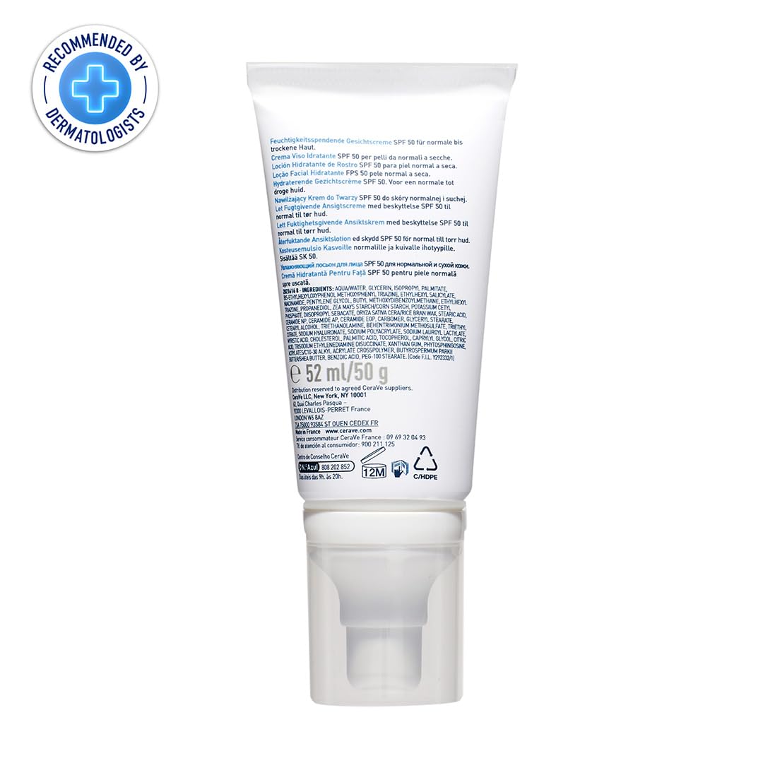 White skincare tube with label on a white background, featuring a dermatologist recommendation badge.