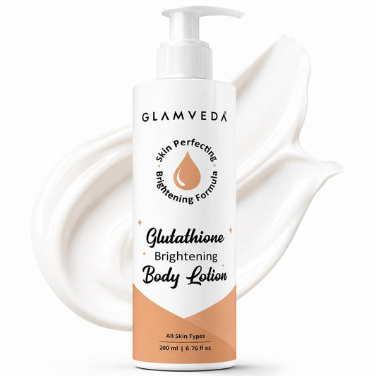 Glamveda Glutathione Body Lotion Moisturizer 200ml | 24hr Deep Moisturization for Dry Skin | Skin Brightening | Non Greasy, Lightweight Hydrating Moisture for Glowing, Repairs & Softens Skin | All Skin Type