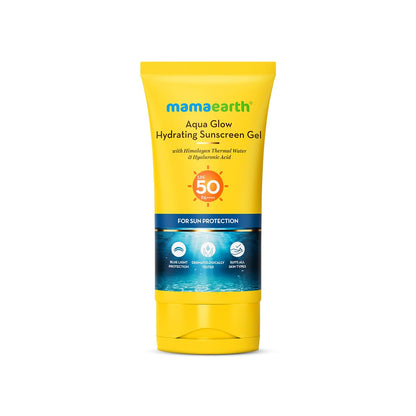 Mamaearth Aqua Glow Hydrating Sunscreen SPF Gel with Himalayan Thermal Water and Hyaluronic AcidShields from UVA&UVB RaysBlue Light ProtectionTan ProtectionFor All Skin TypesUnisex50 g