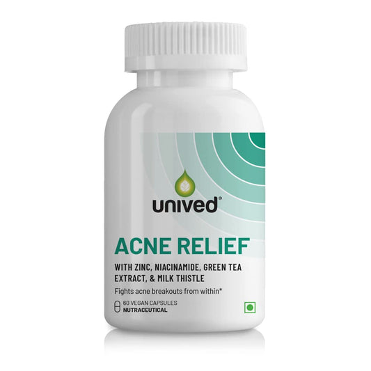 Zephivo Unived Acne Relief | Acne Supplement Formulated to combat Acne from within | Zinc, Niacinamide, Green Tea, & Milk Thistle | 60 Vegan Caps, One Month Supply
