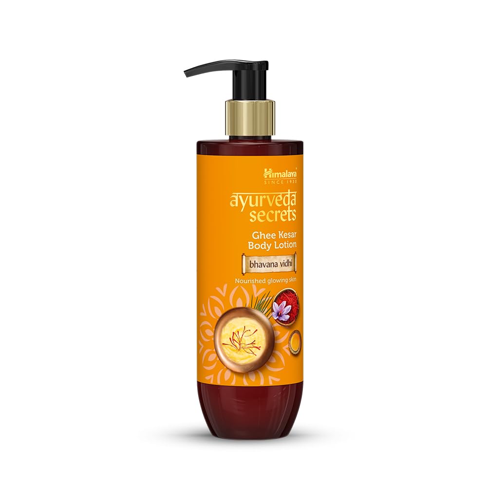 Himalaya Ayurveda Secrets Ghee Kesar Body Lotion bottle on a white background