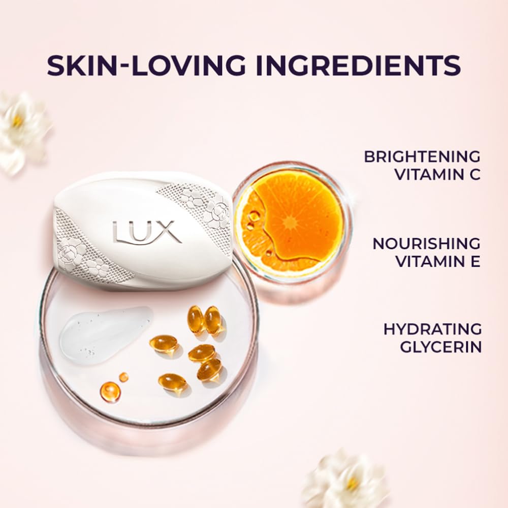 Lux Flaw-less Glow Bathing Soap infused with Vitamin C & E For Superior Glow Offer pack 150gx8