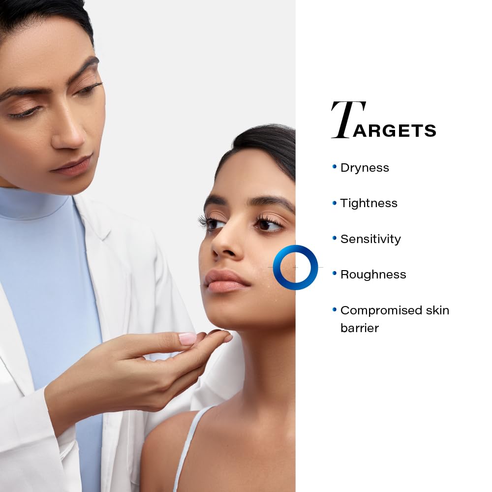 Woman being examined by a doctor with a list of skin conditions on the right.