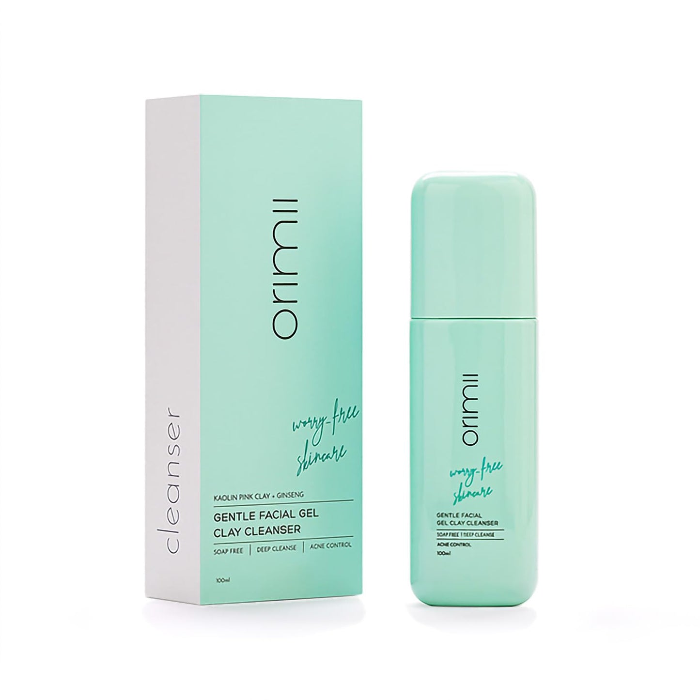 Oriim Gentle Facial Gel Clay Cleanser packaging on a white background