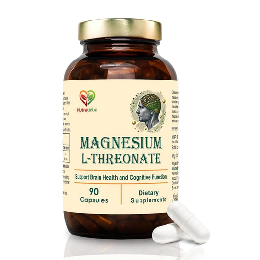 Nutraliebe Magnesium L-Threonate, 90 Capsules, Brain Health, Cognitive Support, Promotes Relaxation & Focus, High Absorption Formula
