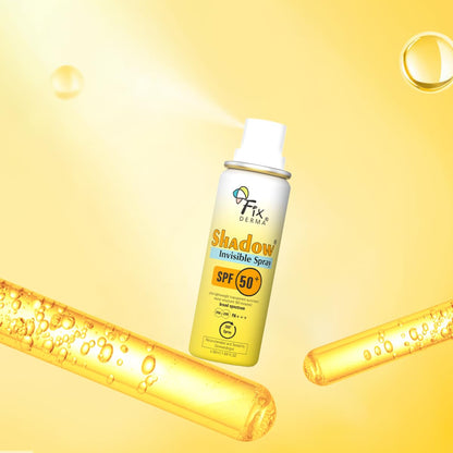 Fixderma Shadow SPF 50+ PA+++ Invisible Spray | Ultra Lightweight Transparent Sunscreen | Water Resistant Broad Spectrum UVA&UVB Sunscreen water resistant, spray for body 50ml (Pack of 1)