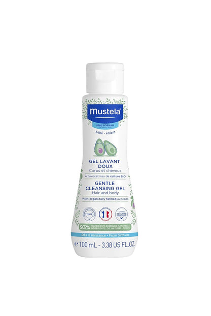 Mustela Baby Body Wash and Shampoo with Avocado 100ml – Head to Toe Wash for Bath | Baby Shampoo | Gentle Cleansing Gel with Vitamin B5
