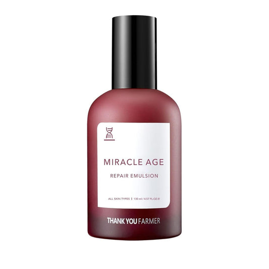 THANKYOU FARMER Miracle Age Repair Emulsion (130 ml) Korean Anti-Aging Emulsion for Wrinkles & Pore Tightening | Smooths Texture, Deep Moisture & Radiance Boost Toner For All Skin Types