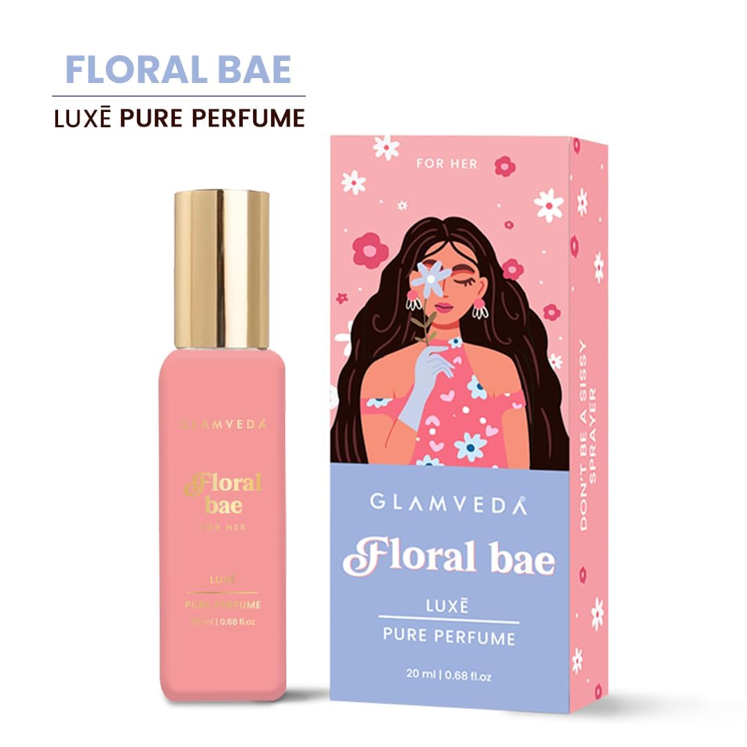 Glamveda Floral Bae Luxury Pure Perfume for Woman 20ml | Long-Lasting Fragrance | with Lily of the valley, Orchid, Vanilla | Floral & Fruity Premium | Perfume for Women