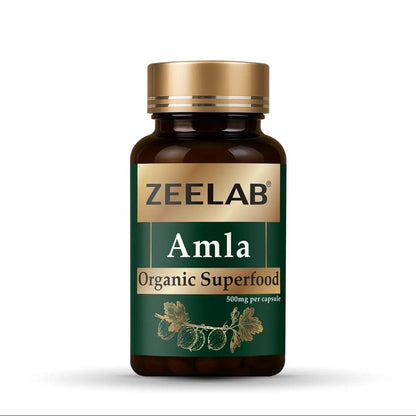 Zeelab Amla Organic Superfood bottle on a white background