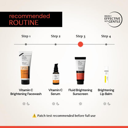Skincare routine with products and steps on a white background