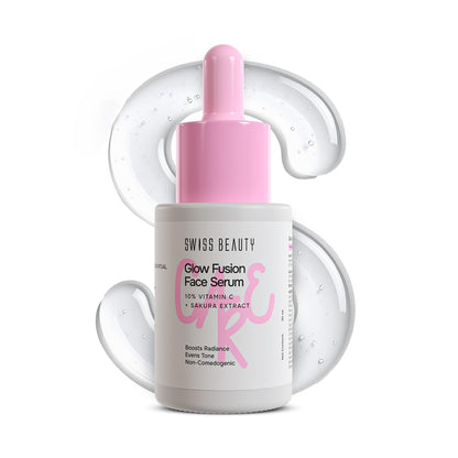 Swiss Beauty Care Glow Fusion Face Serum | Bright & Glowy | 10% Vitamin C & Sakura Extract | Non-Sticky | 30ml