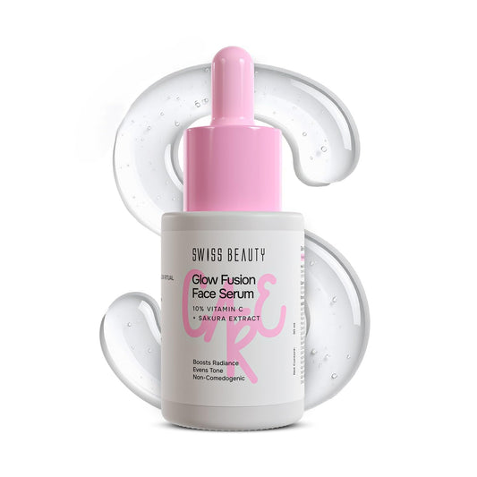 Swiss Beauty Care Glow Fusion Face Serum | Bright & Glowy | 10% Vitamin C & Sakura Extract | Non-Sticky | 30ml