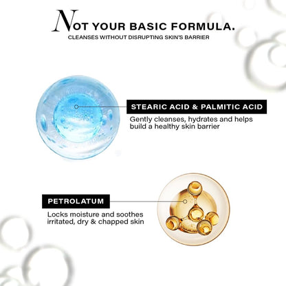 Diagram of stearic acid, palmitic acid, and petrolatum with text on a white background.